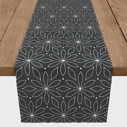 Monochromatic Flowers 16" x 90" Cotton Twill Runner
